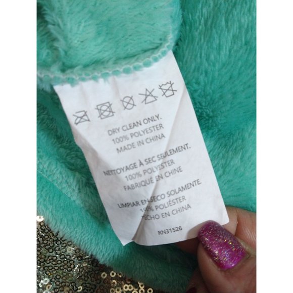 Mermaid Tail Sleeping Bag Blanket Kids Girls Teal Sequin SOFT Fleece GUC 20x50 - Picture 6 of 7